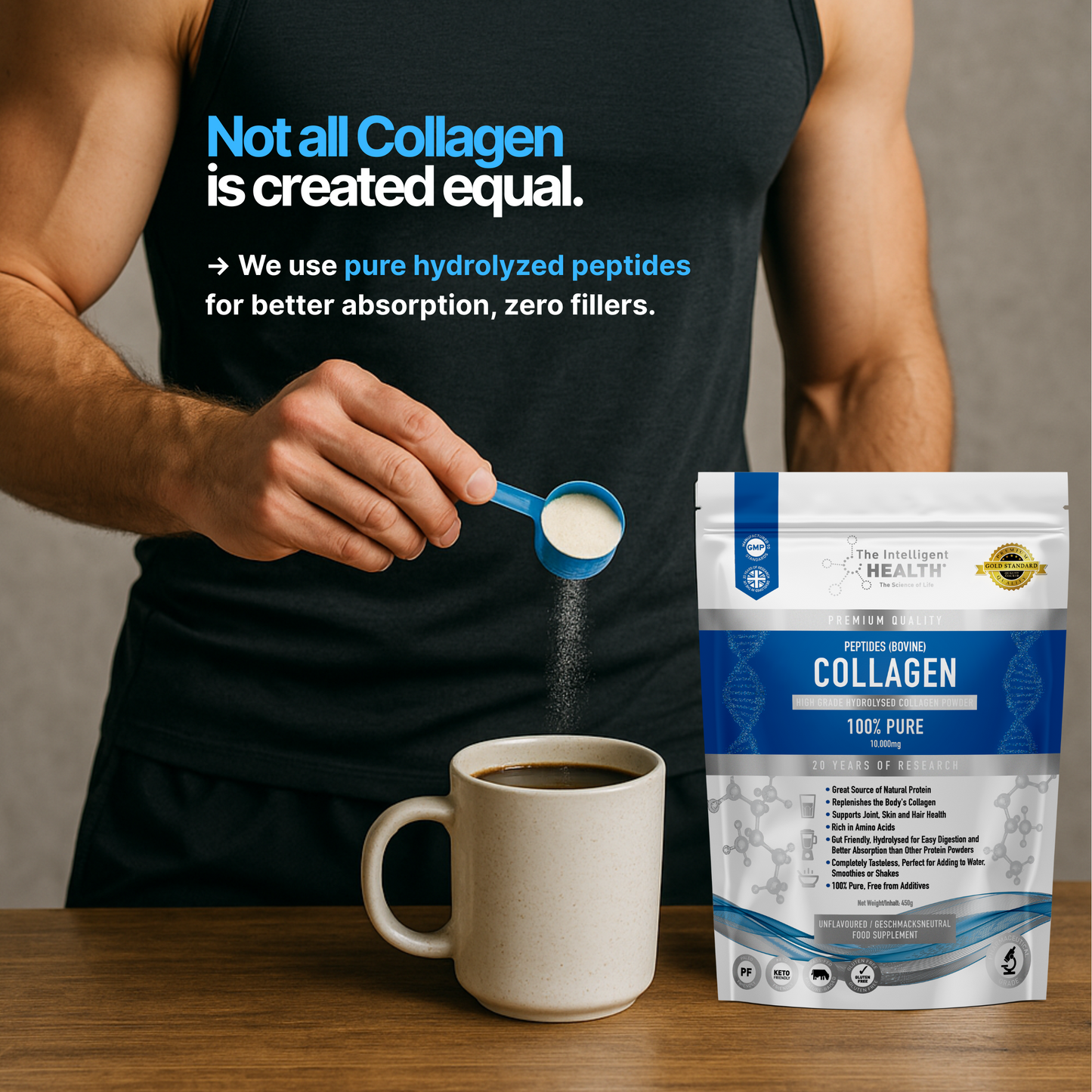 Pure Collagen Powder - 450g | Support Skin, Hair, Nails & Joints with Premium Hydrolysed Peptides | Unflavored