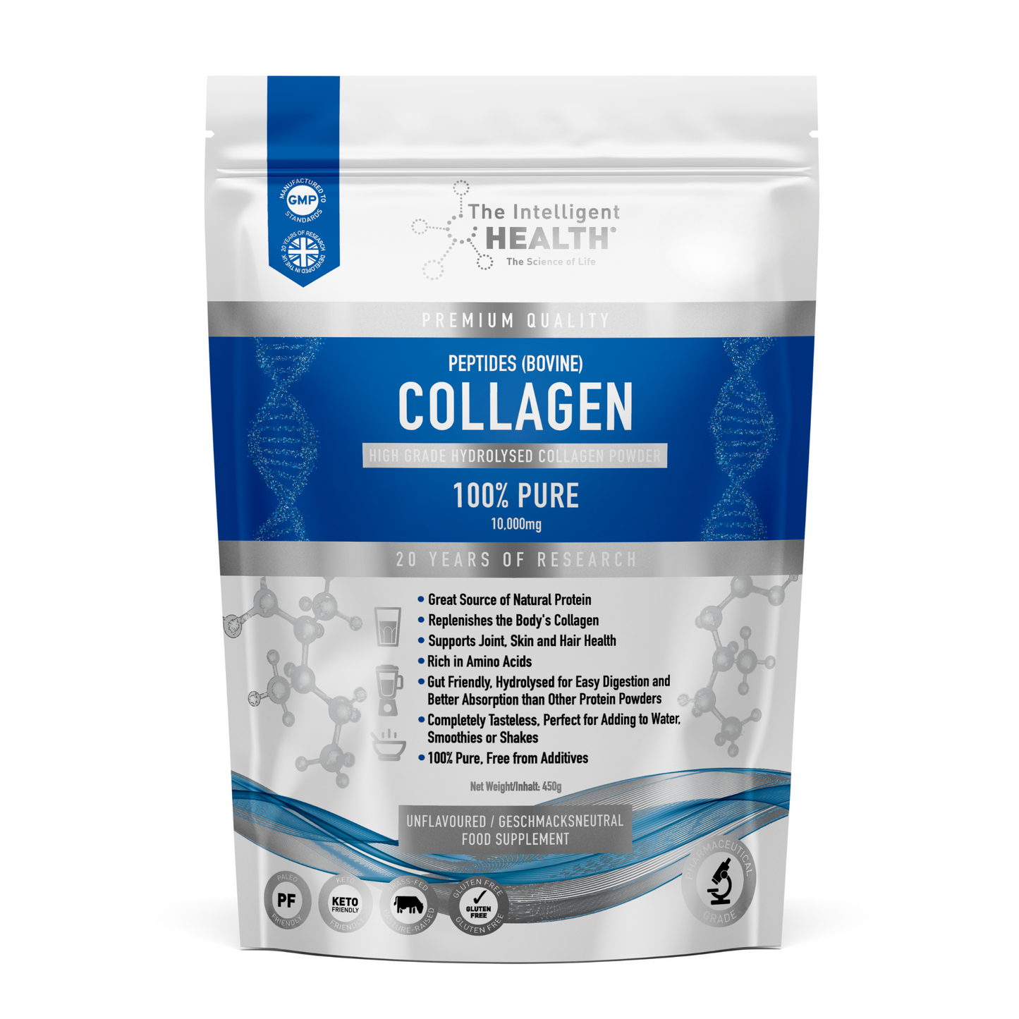 Pure Collagen Powder - 450g | Support Skin, Hair, Nails & Joints with Premium Hydrolysed Peptides | Unflavored