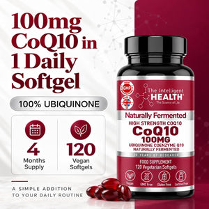 CoQ10 Supplement, Fermented Coenzyme Q10 Ubiquinone, 100mg, 90 and 120 Softgels
