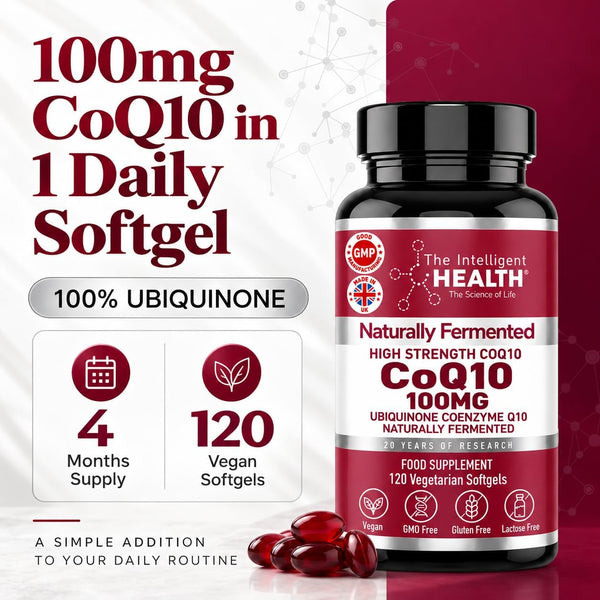 CoQ10 Supplement, Fermented Coenzyme Q10 Ubiquinone, 100mg, 90 and 120 Softgels