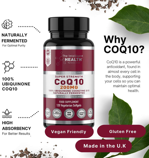 CoQ10 Supplement, Fermented Coenzyme Q10 Ubiquinone, 200mg, 90 and 120 Softgels