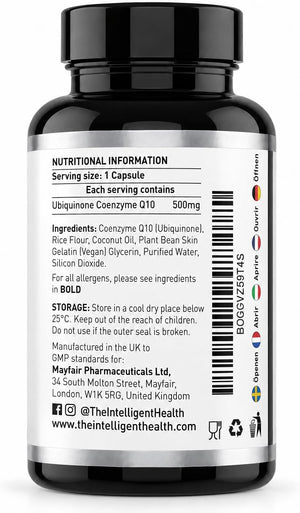CoQ10 Supplement High Strength, Fermented Coenzyme Q10 500mg | 120 Softgels