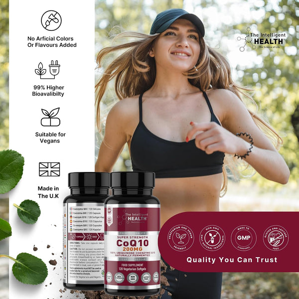 CoQ10 Supplement, Fermented Coenzyme Q10 Ubiquinone, 200mg, 90 and 120 Softgels