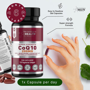 CoQ10 Supplement, Fermented Coenzyme Q10 Ubiquinone, 200mg, 90 and 120 Softgels