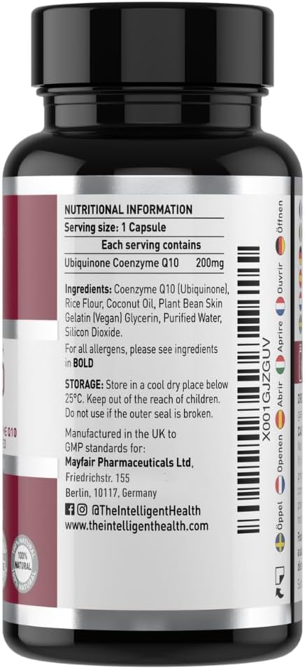 CoQ10 Supplement, Fermented Coenzyme Q10 Ubiquinone, 200mg, 90 and 120 Softgels