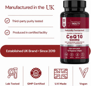 CoQ10 Supplement High Strength, Fermented Coenzyme Q10 500mg | 120 Softgels