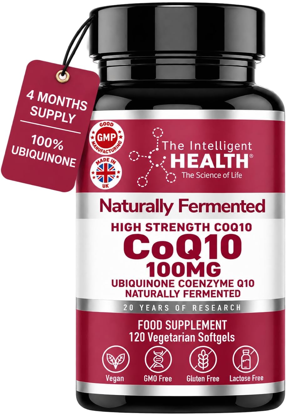 CoQ10 Supplement, Fermented Coenzyme Q10 Ubiquinone, 100mg, 90 and 120 Softgels