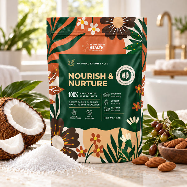 Nourish & Nurture Epsom Salt Bath Soak with Coconut, Jojoba & Almond Oils – 1.5kg