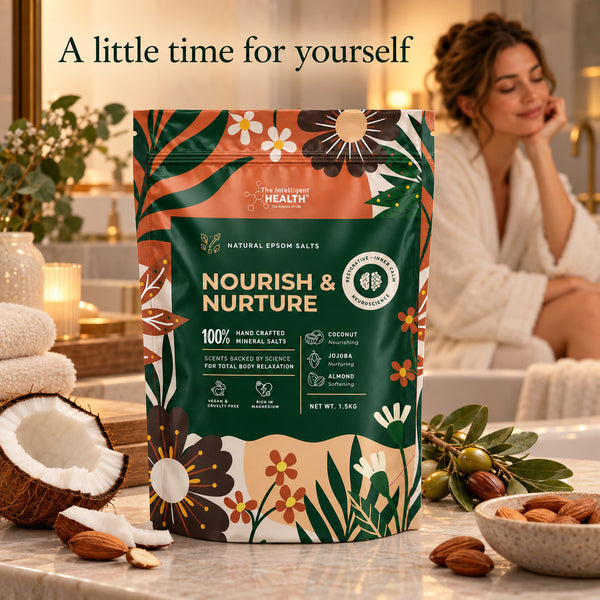 Nourish & Nurture Epsom Salt Bath Soak with Coconut, Jojoba & Almond Oils – 1.5kg