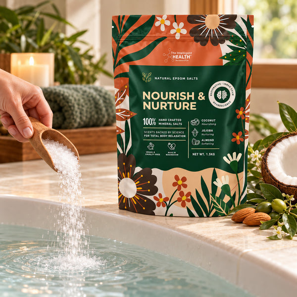 Nourish & Nurture Epsom Salt Bath Soak with Coconut, Jojoba & Almond Oils – 1.5kg