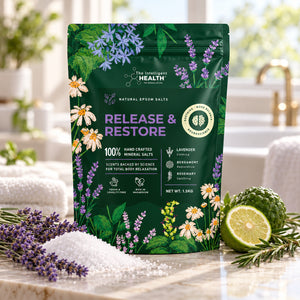 Release & Restore Epsom Salt Bath Soak with Lavender, Bergamot & Rosemary – 1.5kg