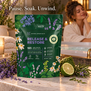 Release & Restore Epsom Salt Bath Soak with Lavender, Bergamot & Rosemary – 1.5kg