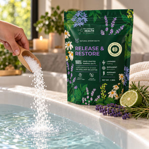 Release & Restore Epsom Salt Bath Soak with Lavender, Bergamot & Rosemary – 1.5kg