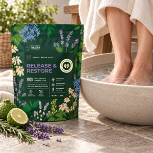 Release & Restore Epsom Salt Bath Soak with Lavender, Bergamot & Rosemary – 1.5kg