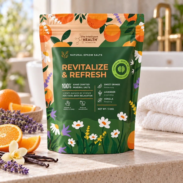 Revitalize & Refresh Epsom Salt Bath Soak with Sweet Orange, Lavender & Vanilla – 1.5kg