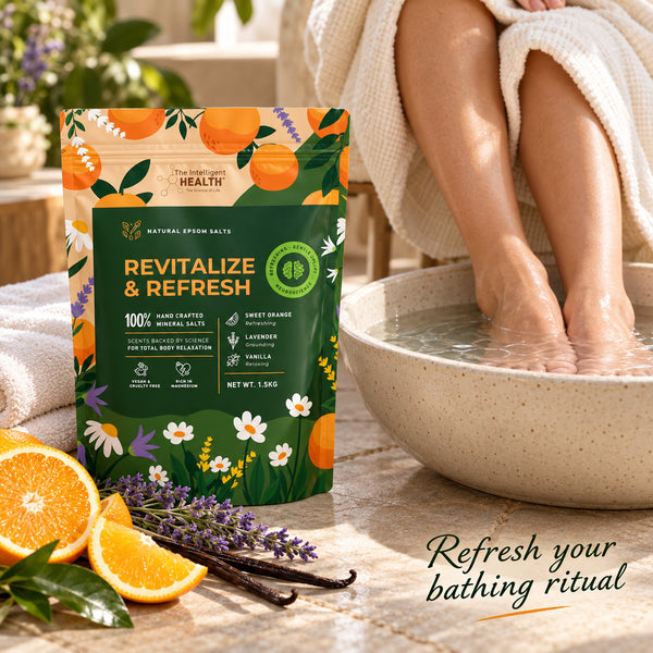 Revitalize & Refresh Epsom Salt Bath Soak with Sweet Orange, Lavender & Vanilla – 1.5kg